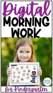 Digital morning work for kindergarten is the perfect activity for a spiral review. It is perfect for in-person learning as well as distance learning!